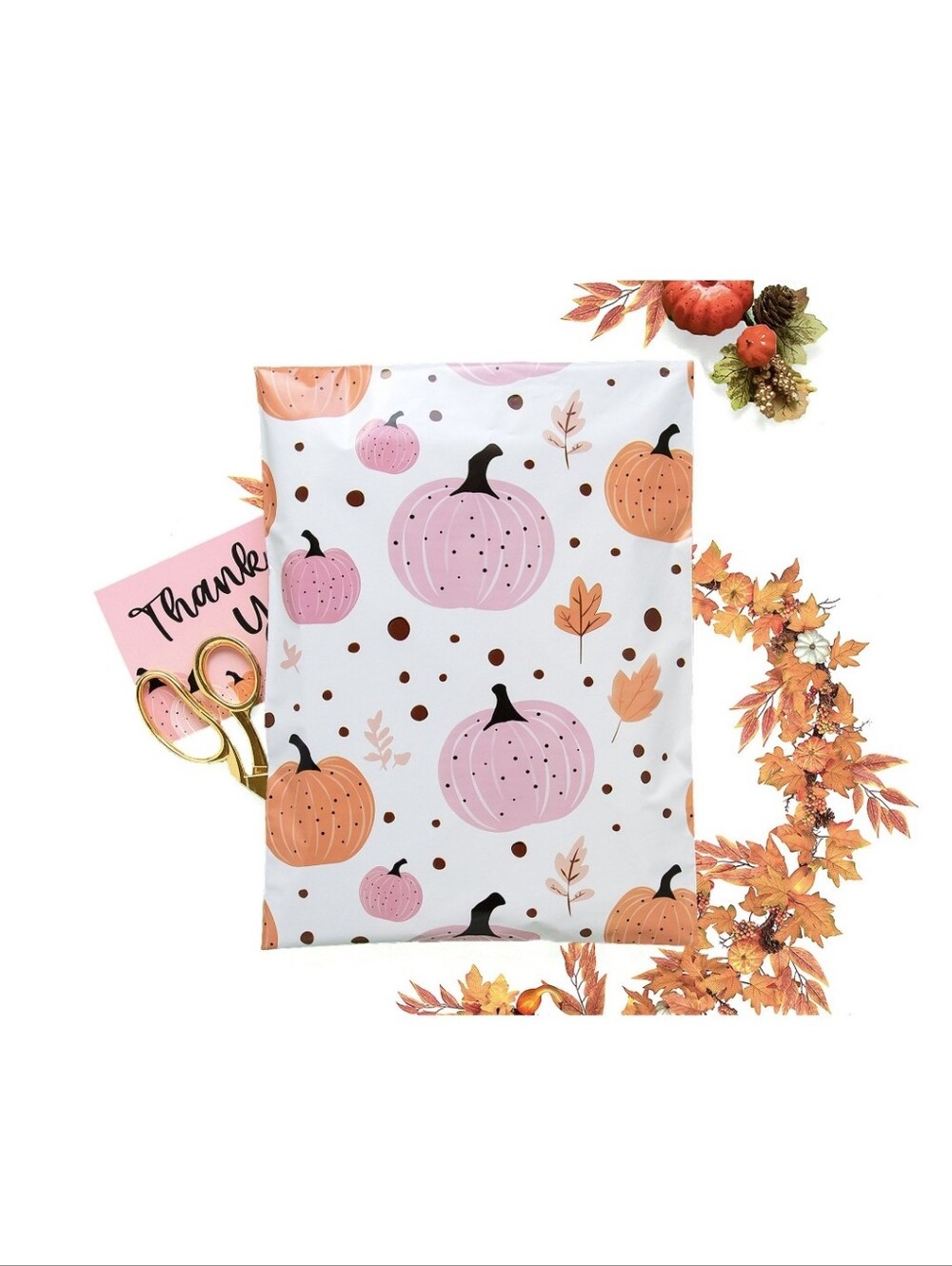 BUY NOW!! Pink & Orange 10x13 Pumpkin Poly Mailer Bags - 25ct